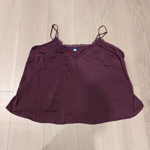 Women's Burgandy Lace Trim Cami Top